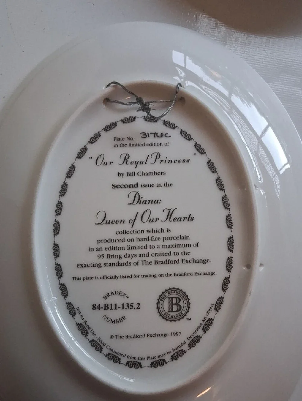 The Bradford Exchange Decorative Portrait Plate in Cream and Pink with Gold Trim